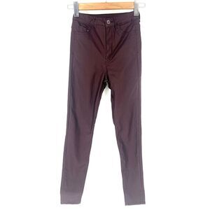 H&M Super Skinny High Waist Jeggings Womens Size 26/30 Burgundy‎ Coated Denim